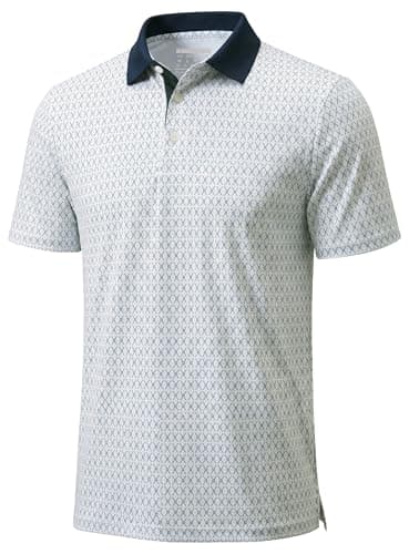 MAGCOMSEN Golf Shirts for Men Short Sleeve Moisture Wicking Casual Print Collared Polo Shirts Black White Cross S