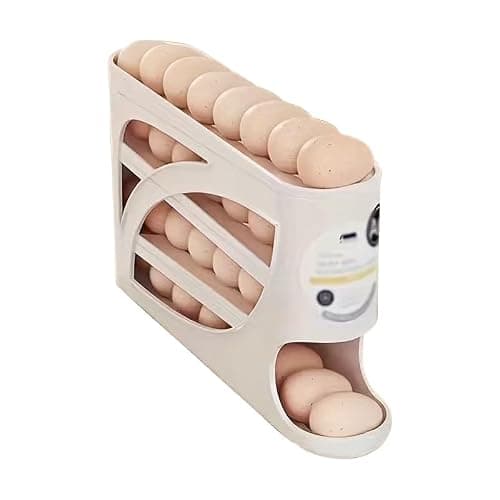 Egg Storage Organizer, Cream Color, Holds About 30 Eggs, Kitchen Countertop Dispenser (White Color)