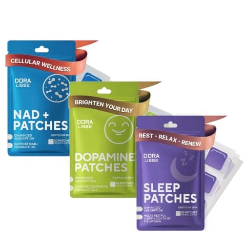 doralisse NAD+, Dopamine & Dream Patches Bundle for Women & Men – 30-Day Supply Each, Premium Grade, Comfortable, Reliable Hold, Durable & Flexible for Everyday Use, 90 pcs