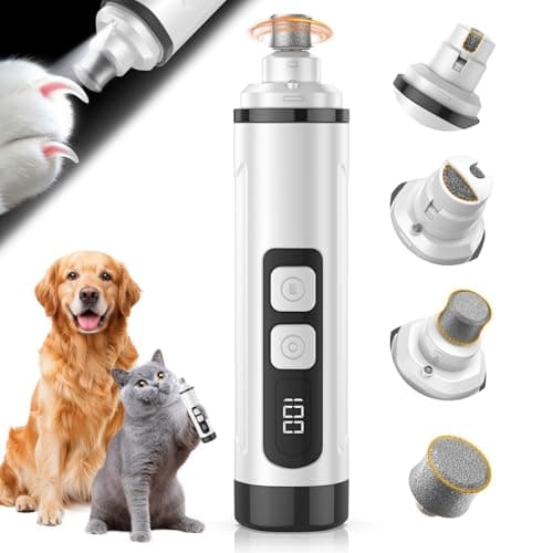 Javtoku Dog Nail Grinder Electric Powerful 3 Speeds Dog Nail Clippers with Lights Quiet Cat Nail Clipper Painless Care Trimmers Tools for Small Medium Large Dogs and Cats (Black)