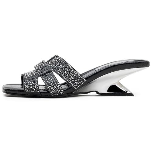 Vepose Women's Black Dressy Slip On Sexy Wedge Heels Size 8.5, 6110