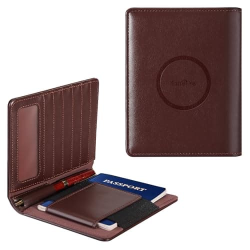 Passport Holder Men, Passport Cover Wallet with Full Find My Functionality, 6 Cards Slots, Travel Wallet, Travel Accessories Must Haves Anti-Lost, RFID Blocking, Dark Brown