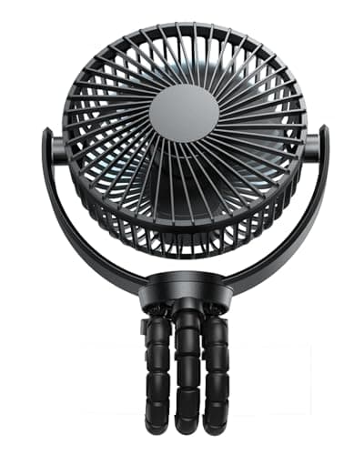 Dorobeen Portable Stroller Fan, Baby Stroller Fan, 5000mAh Battery Powered Fan, Portable Fan for Stroller, Desk, Travel, Car