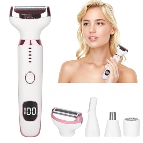 Beanify 2026 Led Display Electric Razor,Beauty Women's Wet & Dry Electric Shaver, Painless 4 in 1 Painless Body Razors,Cordless 3-Blade Ladies Shaver for Legs, Arm, Underarms, Bikini (Pink White)