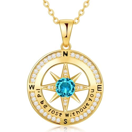 Zifeel Birthday Gifts for Women Compass Necklace for Wife Wedding Anniversary Jewelry for Women Girlfriend Valentines Mothers Day Gift for Mom Birthday Gifts for Her I'd Be Lost Without You