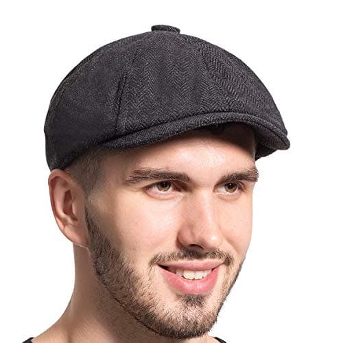 Leucos Ticte Gatsby Newsboy Hat Men Women Classic Herringbone 8 Panel Trendy Tweed Flat Cap