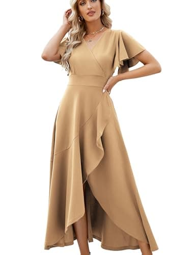 ZZV Formal Dresses For Women Gowns Evening V NeckWeddingGuestDress-Glitter