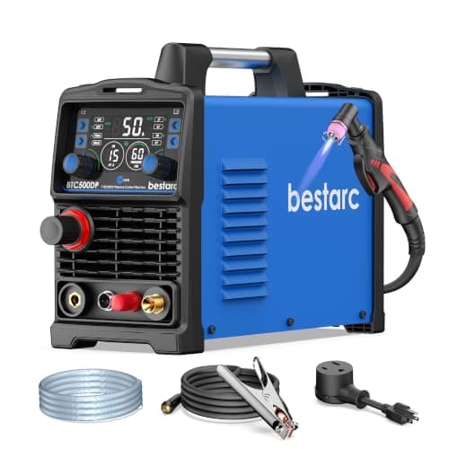 Bestarc 50A Pilot Arc Plasma Cutter, 110/220V, LED Display, Air Sensor