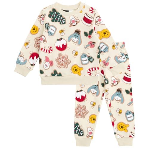 Disney Winnie the Pooh Eeyore Piglet Christmas Toddler Boys Fleece Sweatshirt and Jogger Pants Outfit Set 3T