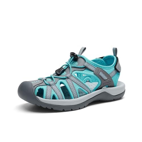 DREAM PAIRS Women's Hiking Sandals Adventurous Summer Sports Shoes Outdoor,Size 5.5,Grey/Blue,DWUMST2502