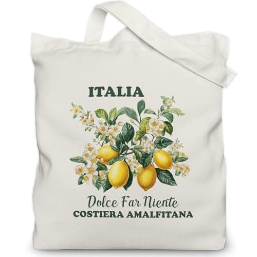 Gezred Italia Lemon Tote Bag for Women, Italia Reusable Grocery Bag for Shopping Travel, 13.8x13.8 inch