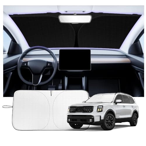 59.06"x31.5" 2026 New Car Windshield Sun Shade Foldable,Thickened Sun Shade for Car Windshield Blocks Sunlight & Thermal,Portable Soccer Checkered Fabric Cars Suns Shades Windshields with Storage Bag