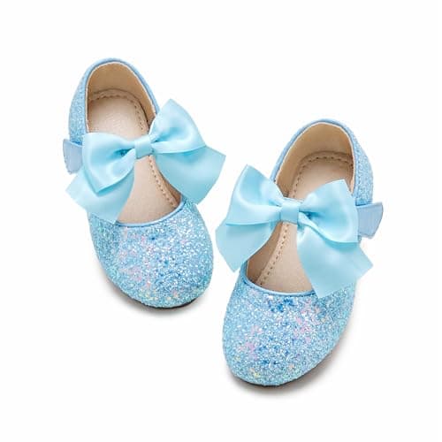Otter MOMO Toddler/Little Girls Mary Jane Ballerina Flats Shoes Slip-on School Party Dress Blue Shoes Size 12
