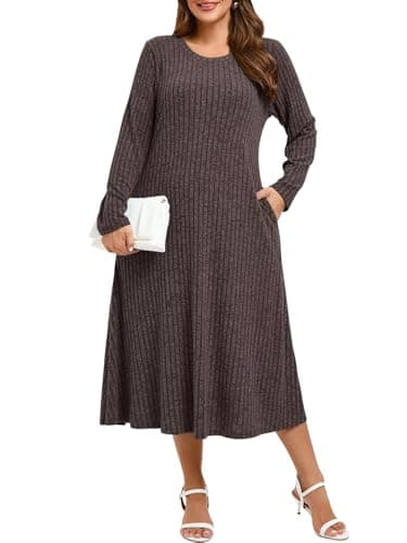 BELAROI Womens Sweater Dress Plus Size Long Sleeve Midi Fall Winter Dresses