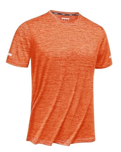 TACVASEN Men's Athletic Shirts & Tees Gym Shirts for Men Workout Short Sleeve Quick Dry Running Dry Fit Shirts for Men Performance Tee Shirt Men Orange
