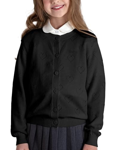 BOBOYOYO Girls Cardigan 100% Cotton Kids Heart Cardigan Sweater Valentines