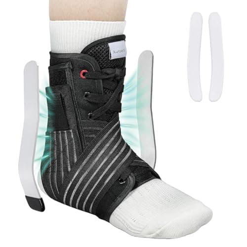 Auroaibi Ankle Brace for Sprained Ankle Lace up Support Brace for Women Men with Side Splints Adjustable Ankles Stabilizer for Injury Recover, Sports, S