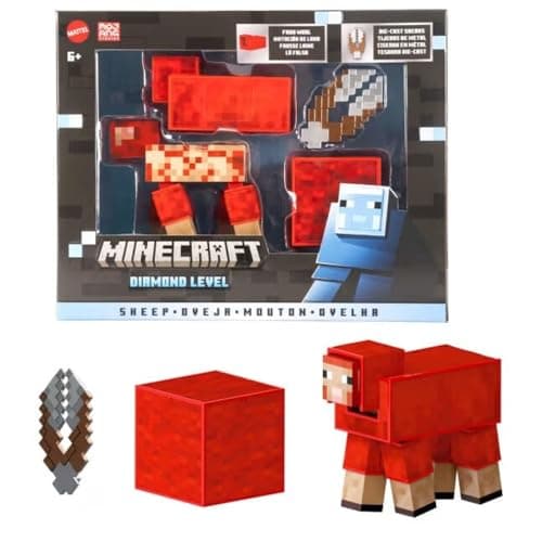 Mattel Minecraft Diamond Level Sheep Action Figure with 3 Accessories, 5.5-inch Collector Scale & Pixelated Design