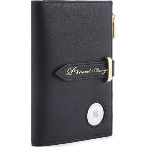VanFn Airtag Passport Holder, RFID Travel Passport Wallet, Family Passport Holder, Ladies Bifold Air Tag Wallets, Slim Leather Credit Card Wallet For Women, Trip Document Organizer P.Travel Series