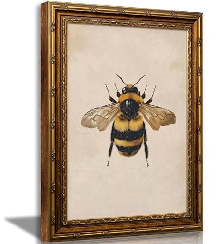 SKZMBTI Vintage Gold Framed Animal Wall Art Classical Bee Painting Prints