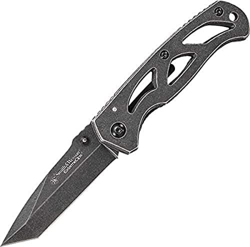 Smith & Wesson ExtremeOps CK404 6.23in High Carbon S.S. Folding Knife with 2.65in Tanto Blade and Stainless Handle for Outdoor, Tactical, Survival and EDC