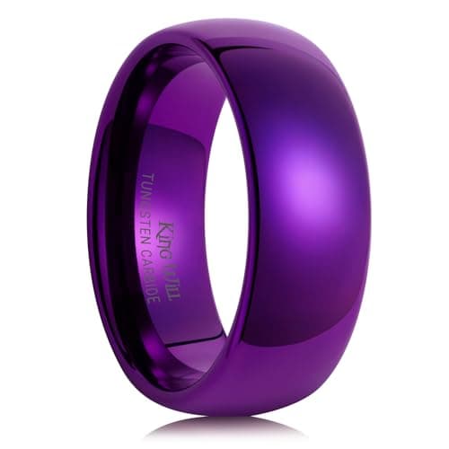 King Will Men's Wedding Ring Purple Plated Tungsten Wedding Ring for Men High Polished Mirror-like Surface 8mm Width Comfort Fit 丨Wedding Rings Collection 14