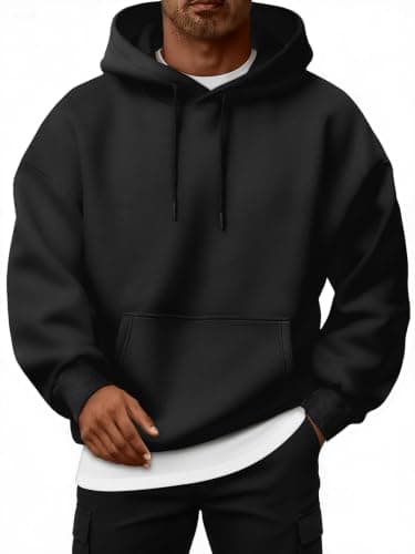 EFAN Mens Oversized Hoodies Fleece Lined Sweatshirts Black