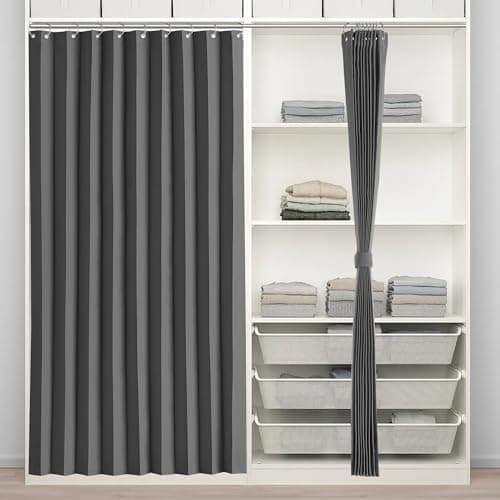 RYB HOME Pleated Blackout Shades Set with Hooks Accordion Style Folding Doors for Room Separate Window Blinds for Living Room Bedroom Office Doorway French Door, W 38 x L 80 in, Grey, 1 Panel