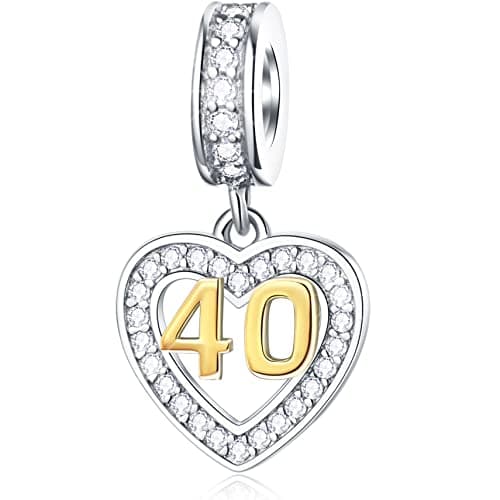 EMOSTAR 40 Years Old Birthday Charms, Fit Pandora 40th Anniversary Bracelet