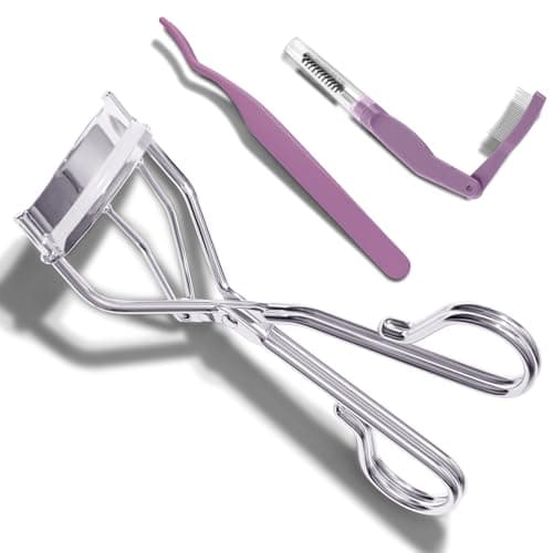 CUT IT 3-in-1 Eyelash Curler Set w/3 Replacement Pads (Soft/Medium/Firm) - Professional Lash Curler for Natural, Fake, Curly or Straight Lashes, Suitable for Professional Salon or Home Use, Purple