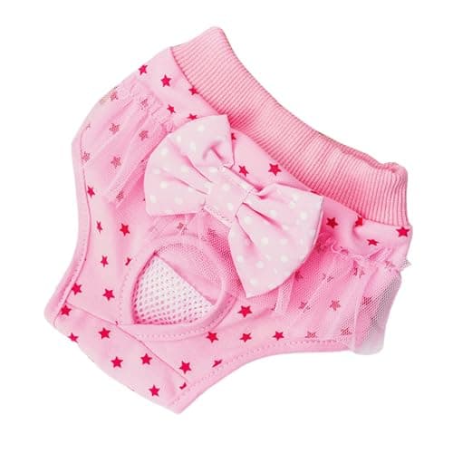 YiZYiF Cute Reusable Puppy Diapers for Female Dogs Washable Period Pants with Bowknot Breathable and Leak-Proof Nappies Pink Small