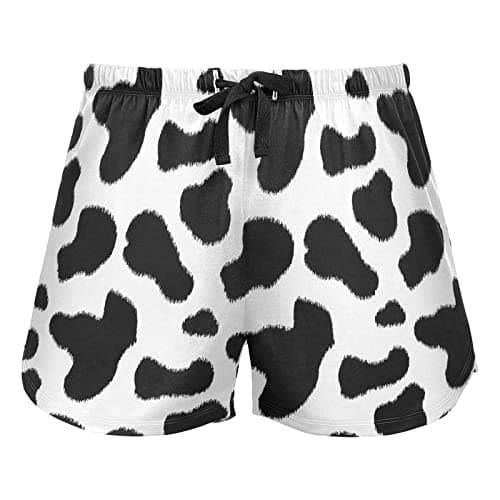 JHKKU Women's Pajamas Shorts Cow Print Sleep Bottoms, L