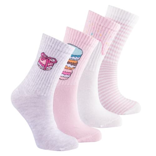 Petit Minou Pippa Seamless-Toe Turkish Cotton Crew Socks - Cool Comfort 4-Pack Women's Socks (US, Numeric, 6, 9, Regular, Regular, Delight)