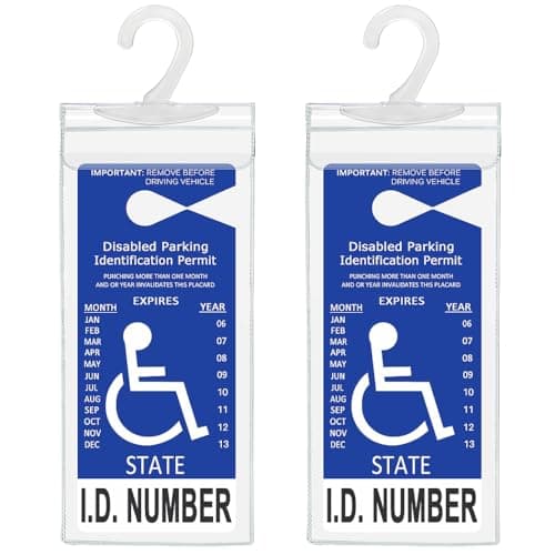 TB Tbuymax Handicap Parking Placard Holder, Ultra Transparent Disabled Permit Protective Cover with Large Hanger by Tbuymax 2 Pack (Placard is NOT Include)