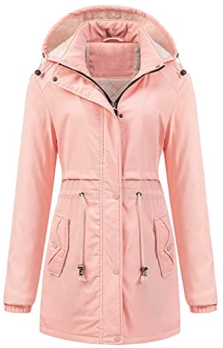 Chrisuno Ladies Casual Long Winter Coats Thickened Puffy Jackets For Women Water Repellent Warm Snow Coat Pink XL