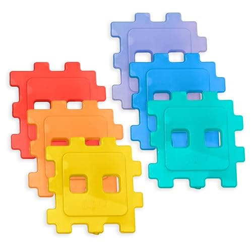 Cool Coolers by Fit & Fresh Kids Puzzle Shaped Lunch Box Ice Packs, Back to School Essential, Reusable Freeze Blocks for Insulated Bags and Cooler, Multicolored, 6PK