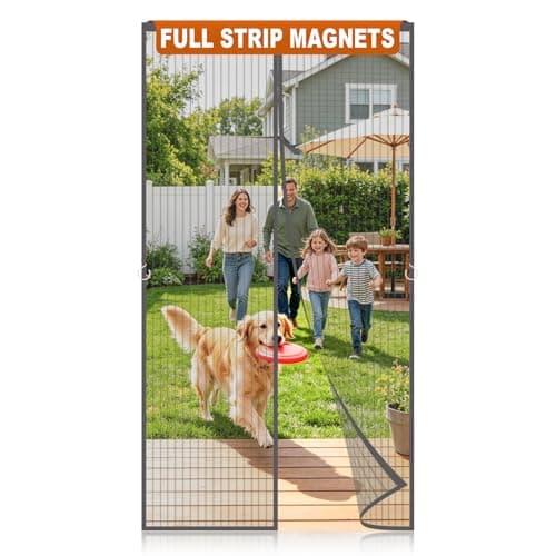 Magnetic Screen Door Mesh, Easy Install, Heavy Duty Fiberglass,Self Sealing Door Screen for Single Door Size 30 x 80 Inch, Screen Door Size 32 x 82 Inch