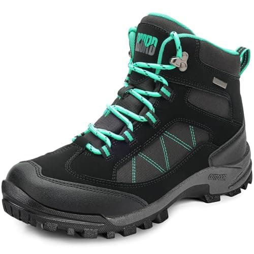 R CORD Hiking Boots Women Ankle Hiking Boots Women Waterproof Durable for Outdoors AllBlack Size 6
