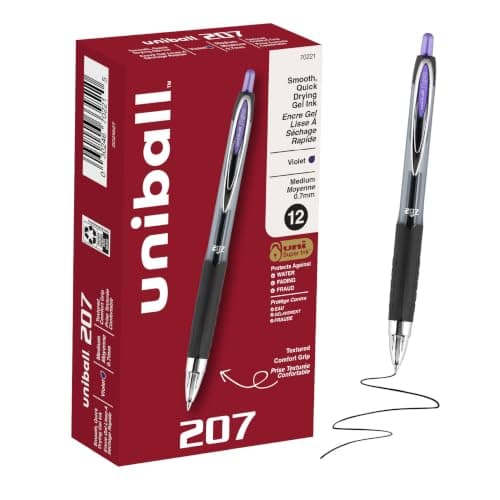 uniball™ 207 Gel Pens, Violet Ink, 0.7mm Medium Point, 12 Count