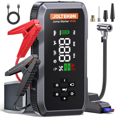 Car Battery Jump Starter with Air Compressor, 5000A Powerful Battery Jumper Starter Portable with 150PSI Auto-Pause Pump, 12V Jump Box for Car Battery with 10-Safety Protection(9L Gas/8L Diesel)