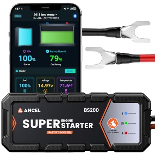 ANCEL BS200 Super Starter, Permanently Connected Jump Starter with Super Capacitor & Battery Protection System, Health Monitoring, 700A Start Assist for 3.0L Vehicles, -40°F to 176°F