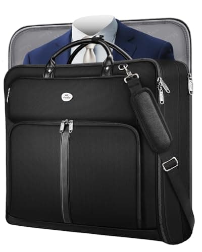 MATEIN Mens Garment Bags for travel, Large Travel Suit Bag Up to 7 Suits with Strap, Wrinkle Free Carry On Garment Bags for Hanging Clothes, Business Suitcase Luggage Bag Fit 17.3 Inch Laptop, Black