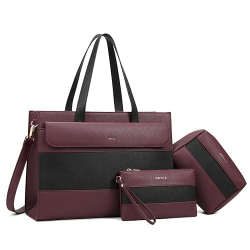 Keyli Laptop Bag for Women Sets,15.6 Inch Computer Work Bags Tote Bag Purses Waterproof Vegan Leather Briefcase Professional Business Shoulder Handbags for Teacher Office Travel Red