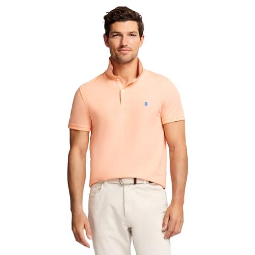 Izod Men's Advantage Performance Short Sleeve Polo Shirt, Cantaloupe, XX-Large