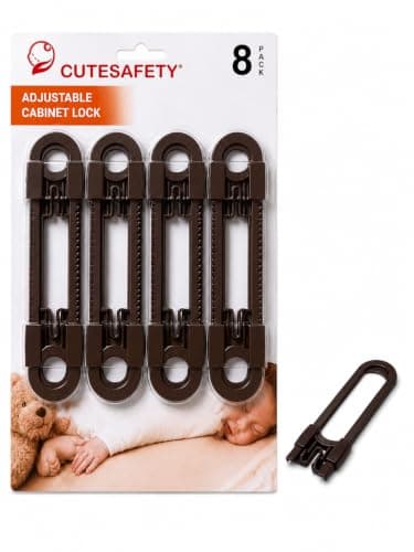 CUTESAFETY Child Proof Cabinet Locks, Baby Proofing, 8 Pack, Brown