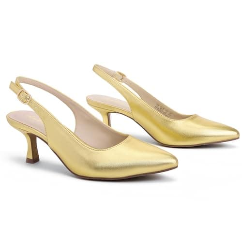 Ankis Women's Slingback Kitten Heels Closed Pointed Toe 2.5in Dress Pumps