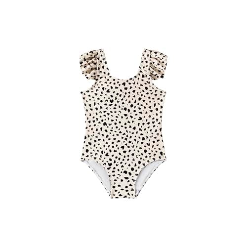 LIZENS Girls Swimwear One Piece Swimsuit Toddler Cute Beach Bathing Suit（LG4G04，2-3t White Leopard