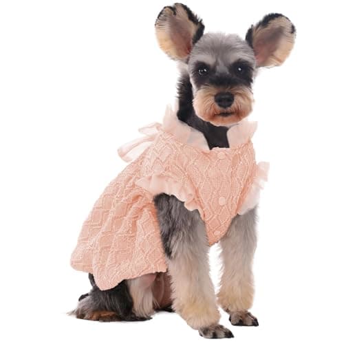 Kuoser Dog Dress, Cute Dog Dresses for Medium Dogs Girl Elegant Puppy Tutu with Bow-Knot, Doggie Princess Costume Pet Outfit for Birthday Party Christmas Halloween Wedding, Pink M