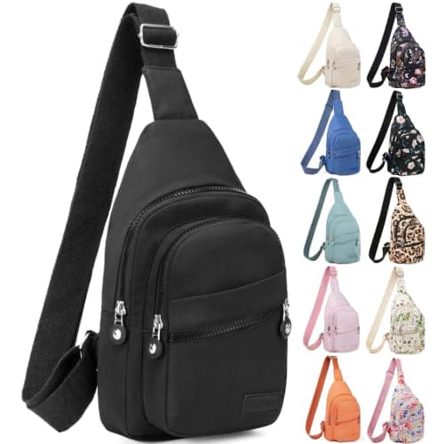 Banelu Small Sling Backpack Crossbody Bags for Women Men, Small Sling Bag Cross Body Bag Fanny Packs Crossbody Purses - Black