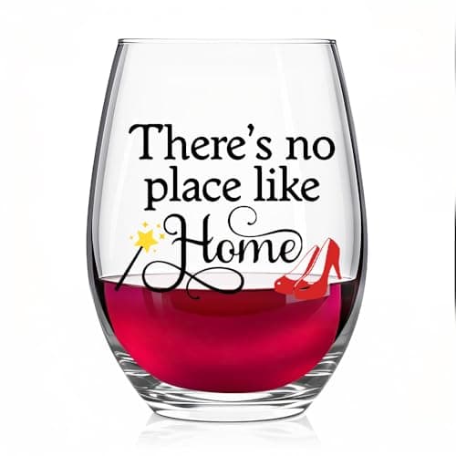 Pishovi There's No Place Like Home Wine Glass, Heartwarming Gifts for Mom Dad Grandma Grandpa Family, Housewarming Gifts for New Homeowner Hostess Friend Couple Newlywed, Birthday Present